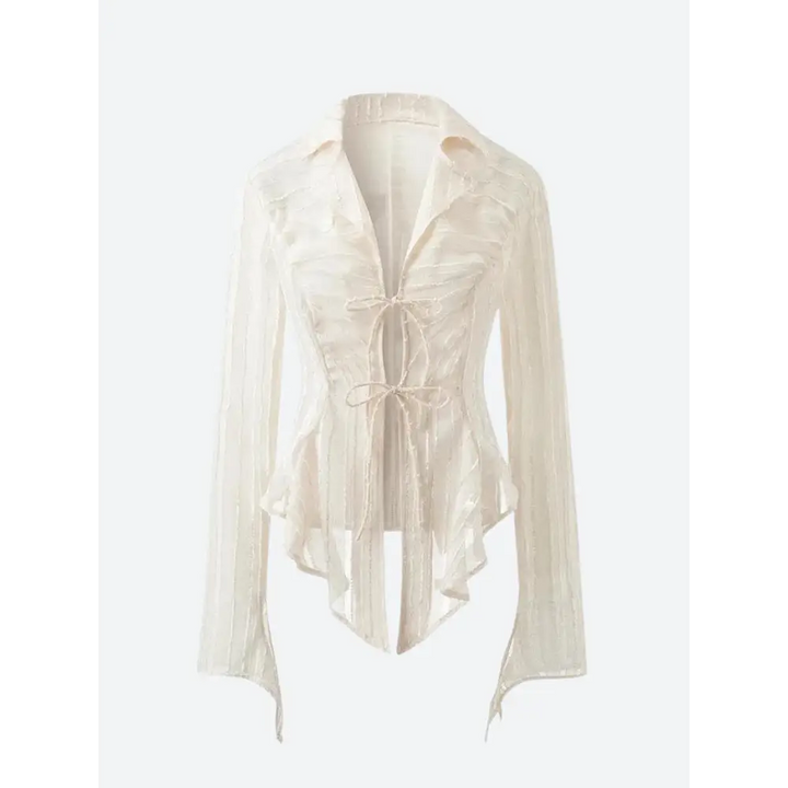 Elegant sheer shirt with lace-up front in y2k style