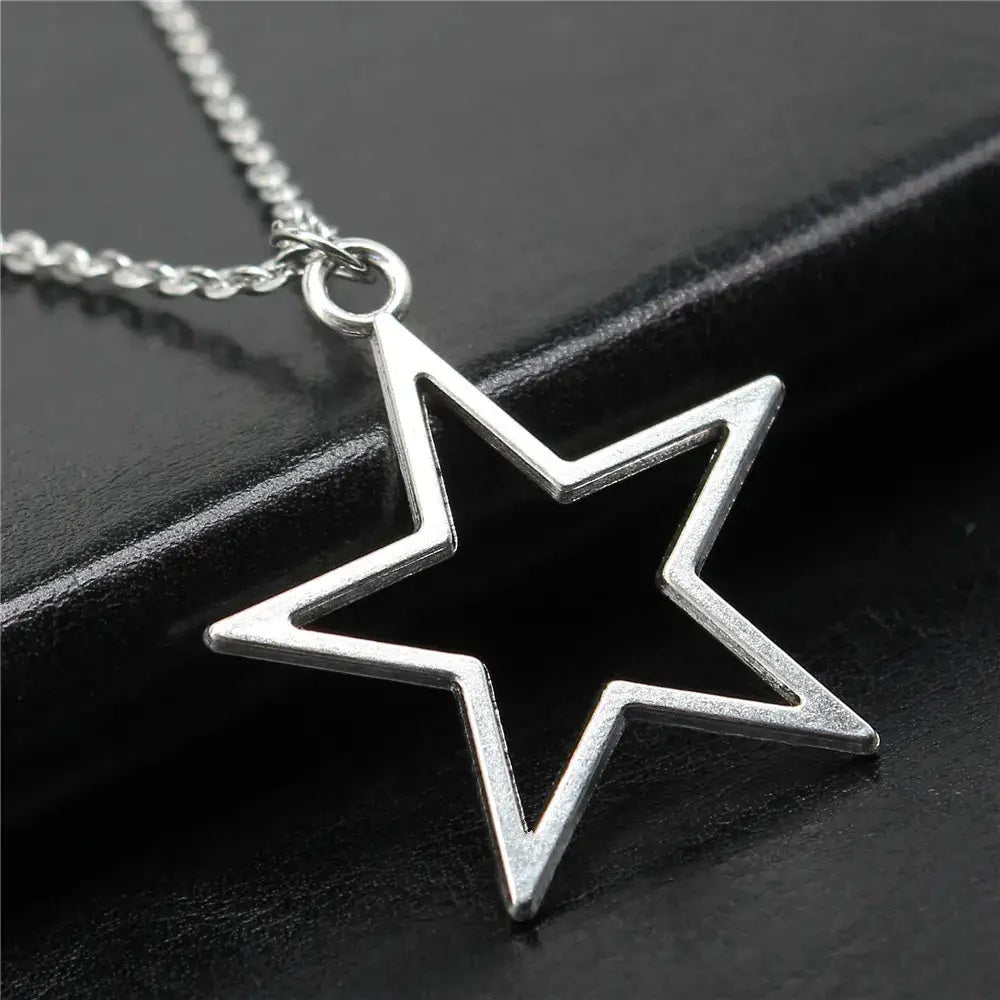 Silver color hollow star necklace y2k - necklaces