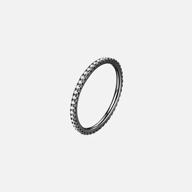 Simulated diamond 925 sterling silver ring y2k - black / 5 - rings