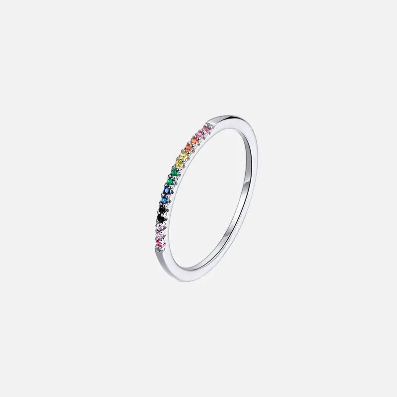 Simulated diamond 925 sterling silver ring y2k - rainbow / 5 - rings