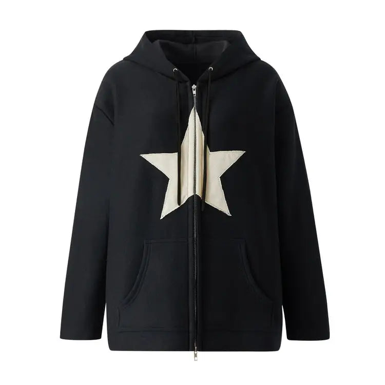 Skater girl star hoodie - s / black