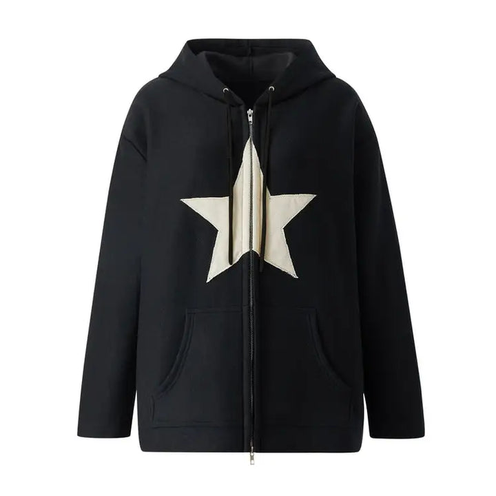 Skater girl star hoodie - s / black