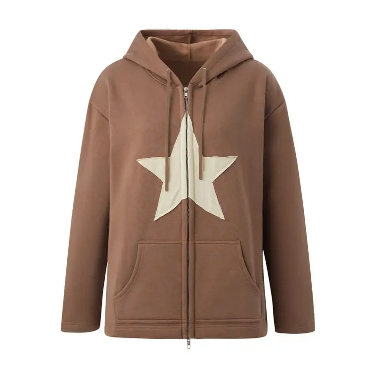 Skater girl star hoodie - s / brown