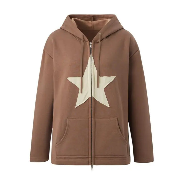 Skater girl star hoodie - s / brown