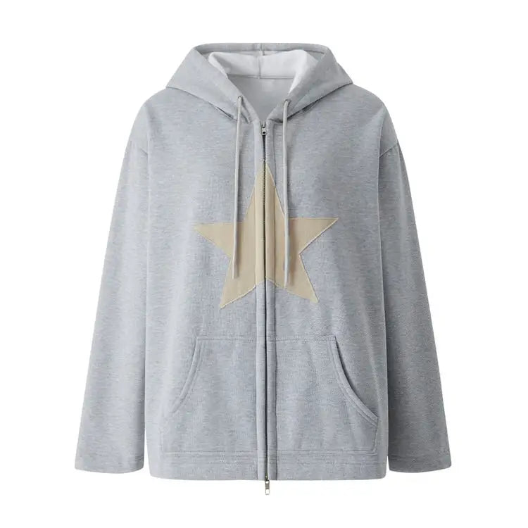 Skater girl star hoodie - s / grey