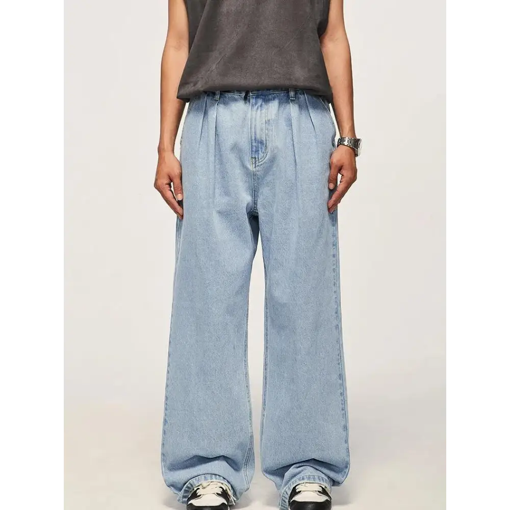 Skater wide leg denim jeans - light blue / s