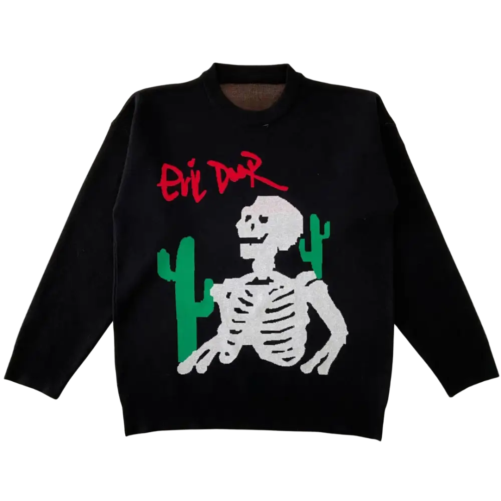 Skeleton desert 400gsm sweater y2k - black / s
