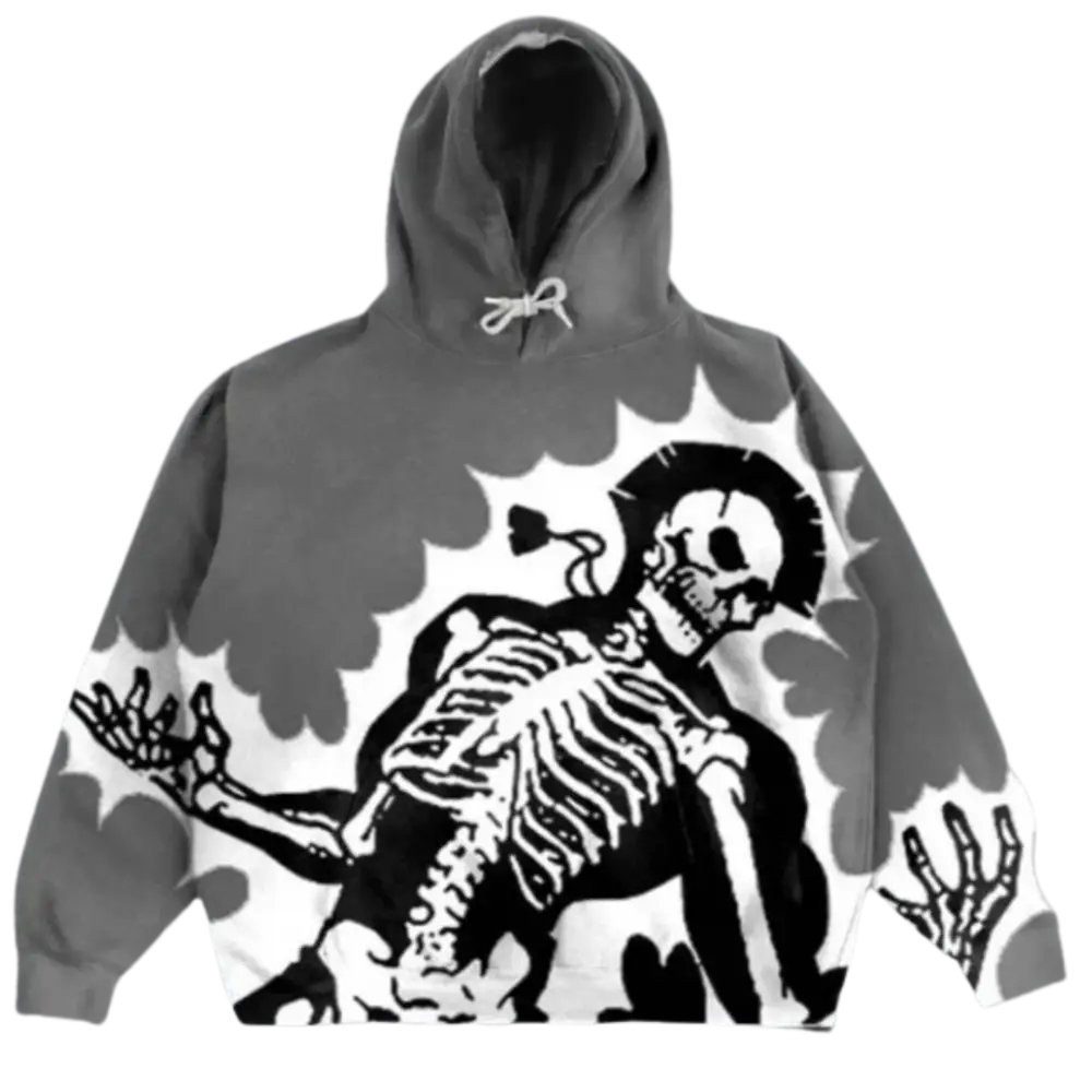 Skeleton hoodie y2k - grey / m