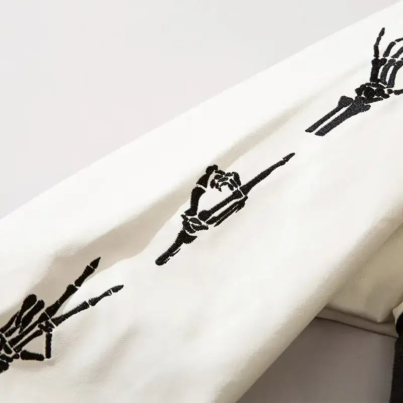 Skeleton print embroidery varsity jacket y2k - varsity jackets