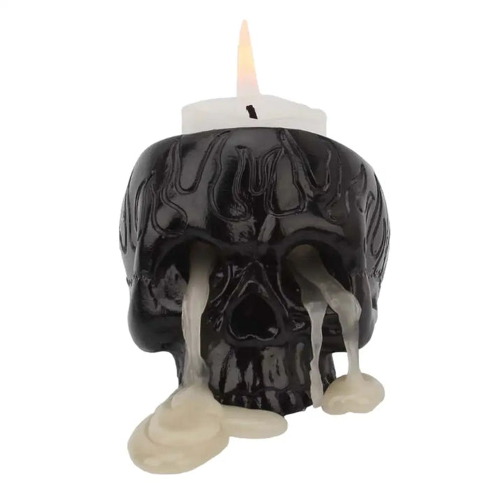 Skull candle holder for grunge and witchcore aesthetic styles