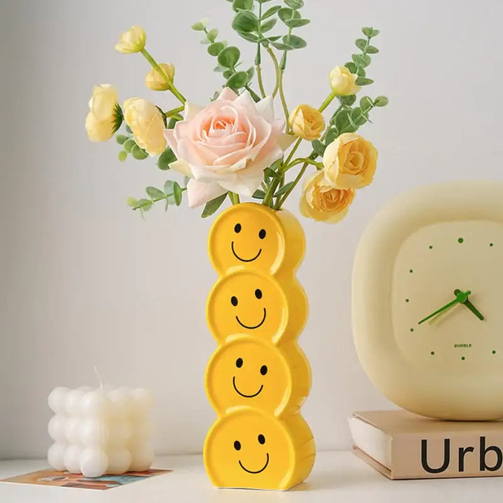 Smiley face emoji vase for quirky room decor and cheerful plants