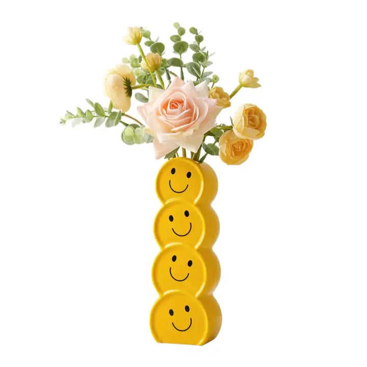 Smiley face emoji vase for quirky room decor and cheerful plants