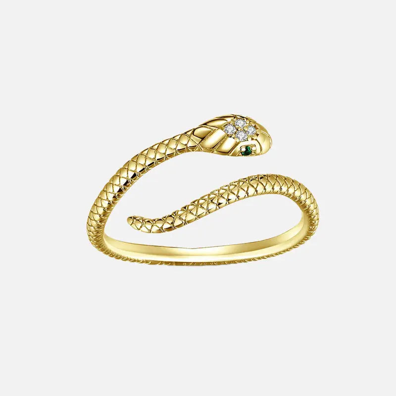 Platinum plated sterling silver snake ring for stylish looks - gold - rings