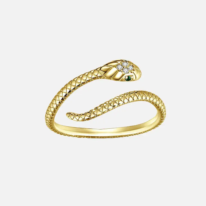 Snake 925 sterling silver platinum plated ring y2k - gold - rings