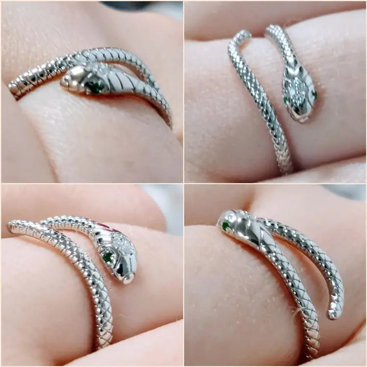 Snake 925 sterling silver platinum plated ring y2k - rings