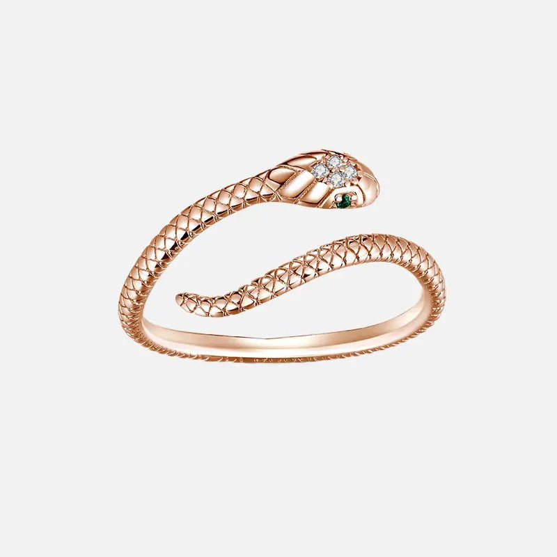 Snake 925 sterling silver platinum plated ring y2k - rose gold - rings