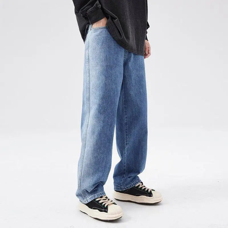 Soft boy aesthetic casual jeans with adjustable waist