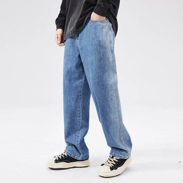 Soft boy aesthetic casual jeans with adjustable waist - blue / s