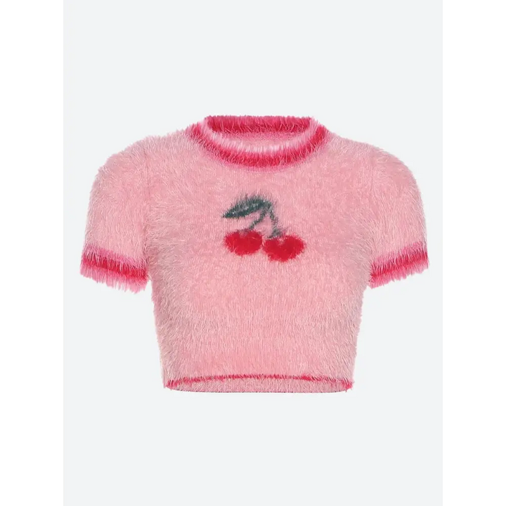 Cherry fluffy crop top for the soft girl y2k aesthetic