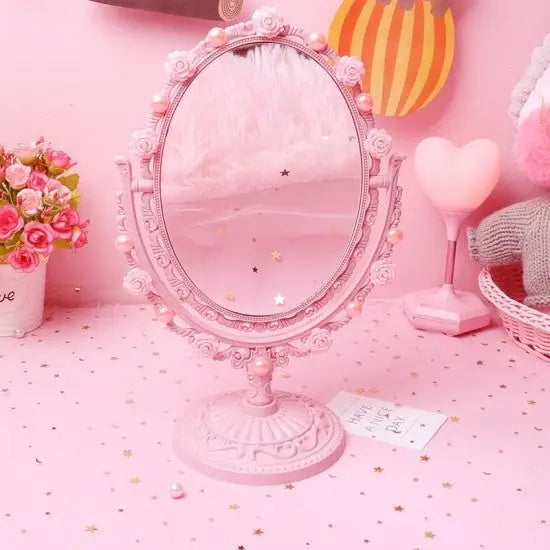 Aesthetic soft girl mirror for bedroom and desk decor