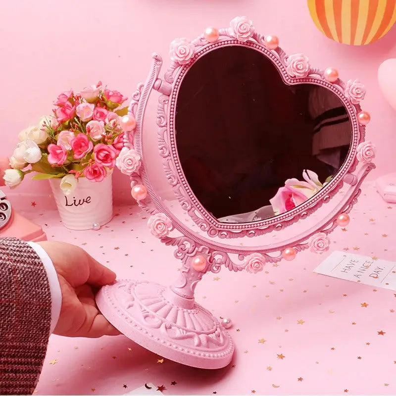 Aesthetic soft girl mirror for bedroom and desk decor - b