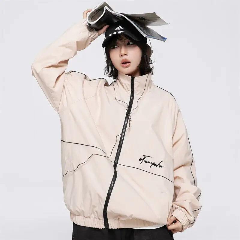 Soft racing windbreaker jacket y2k - khaki / m - jackets