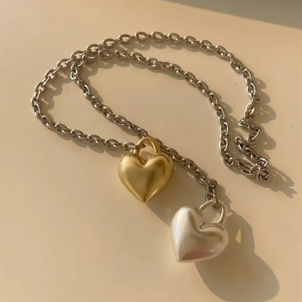 Softie heart chain necklace to elevate your aesthetic outfit - standart / silver/gold