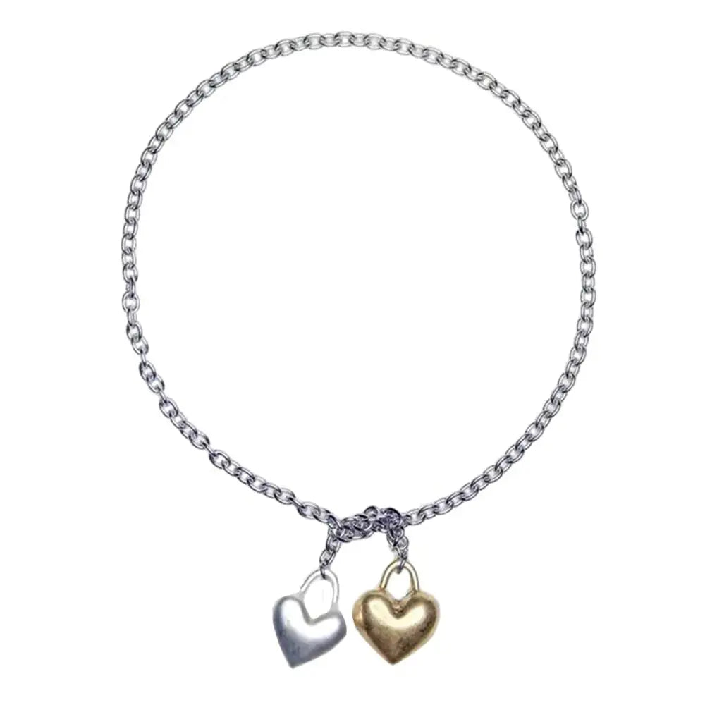 Softie heart chain necklace to elevate your aesthetic outfit - standart / silver/gold