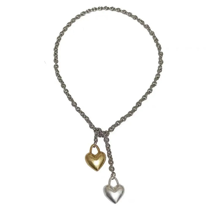 Softie heart chain necklace to elevate your aesthetic outfit - standart / silver/gold