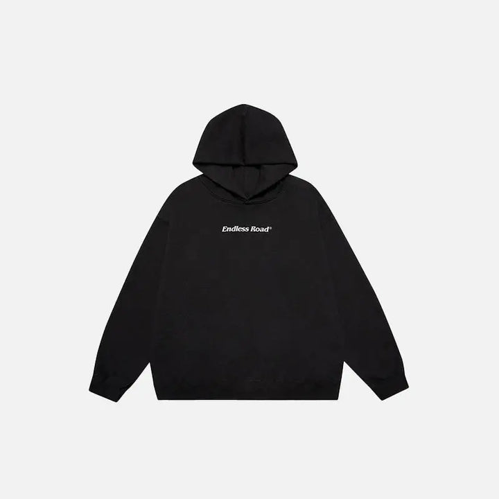 Solid color endless road hoodie y2k - black / m - hoodies