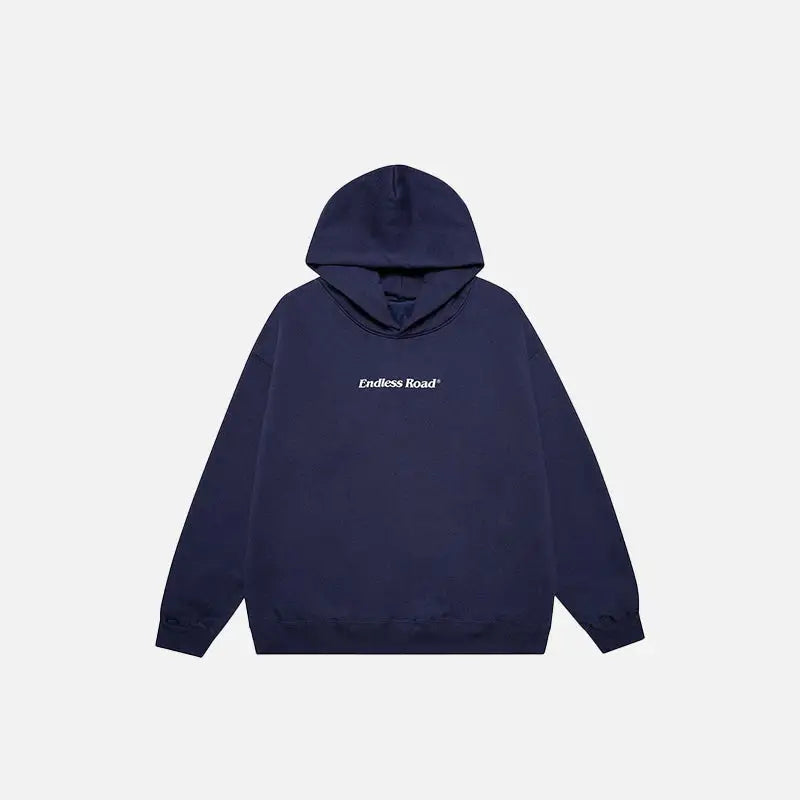 Solid color endless road hoodie y2k - navyblue / m - hoodies