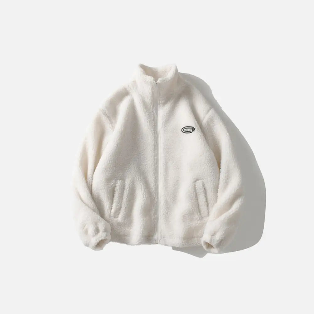 Solid color fuzzy jacket y2k - white / s - jackets