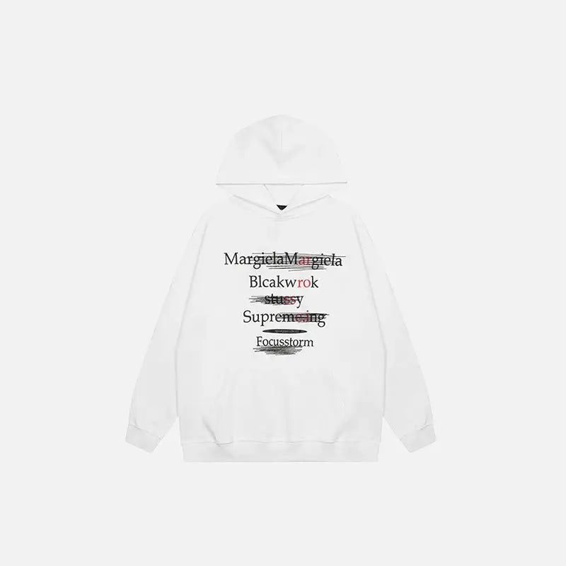 Solid color letter print hoodie y2k - white / m - hoodies