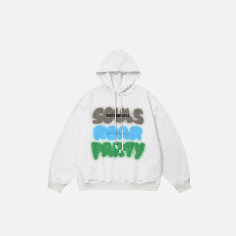 Souls and party print hoodie y2k - gray / m - hoodies