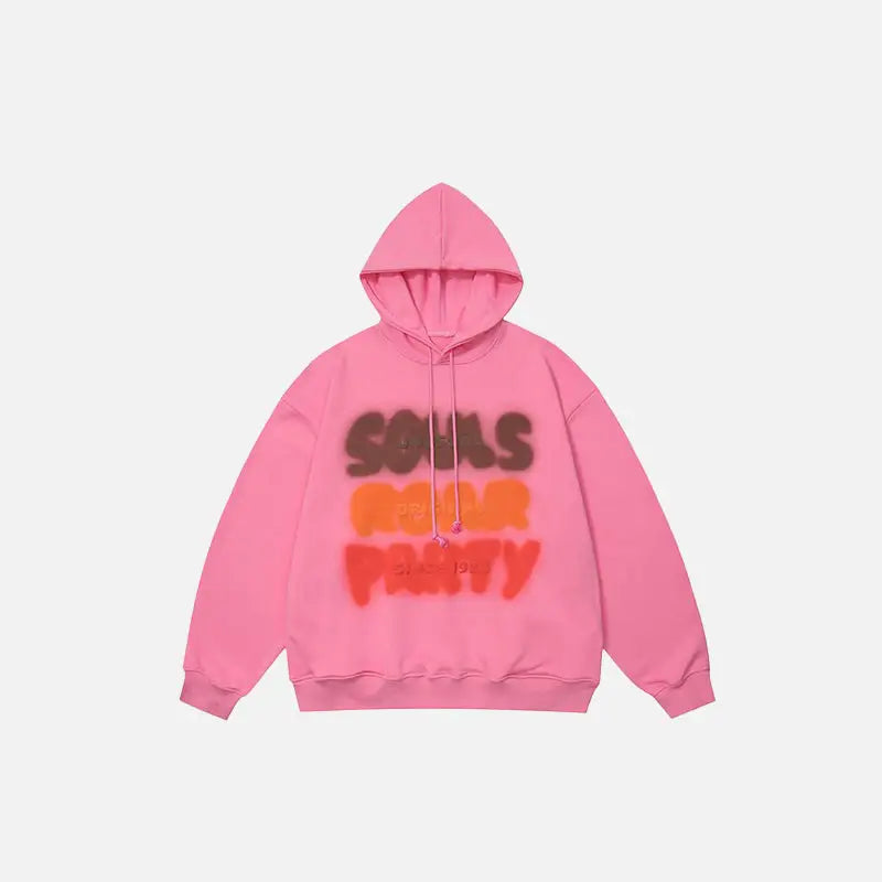 Souls and party print hoodie y2k - pink / m - hoodies