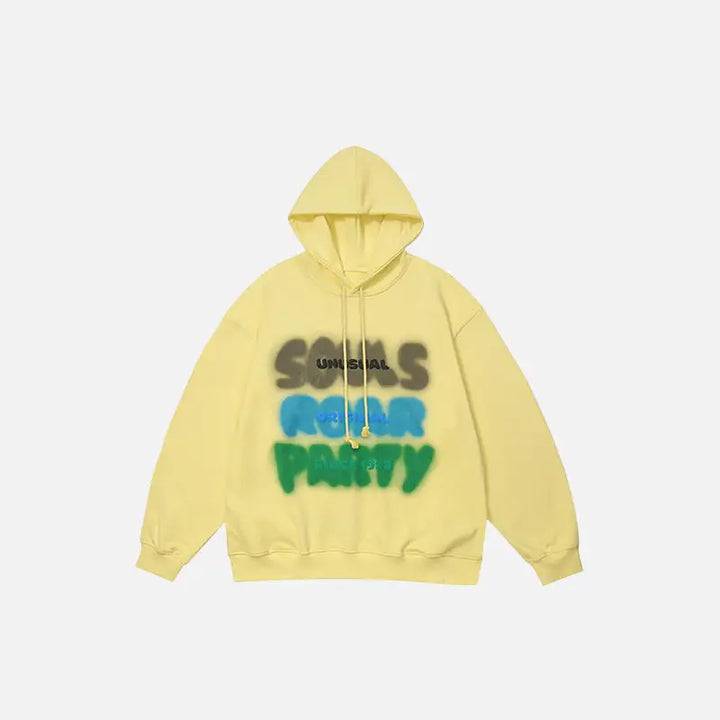 Souls and party print hoodie y2k - yellow / m - hoodies