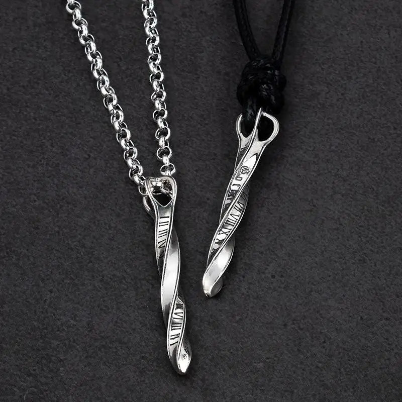 Space-time arrow ring silver necklace y2k - necklaces