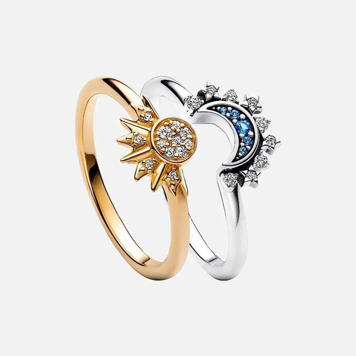 Sparking moon and sun stackable ring y2k - rings