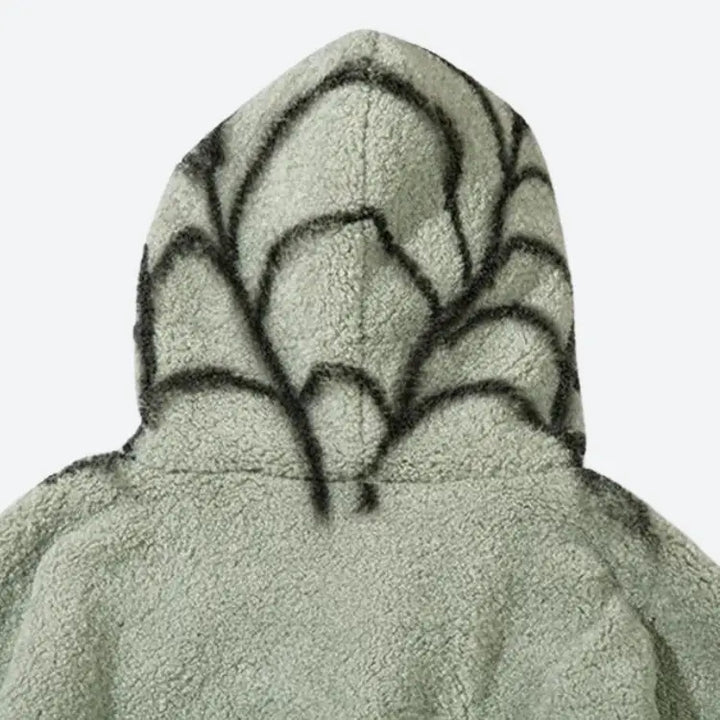 Spider full zip-up teddy hoodie jacket