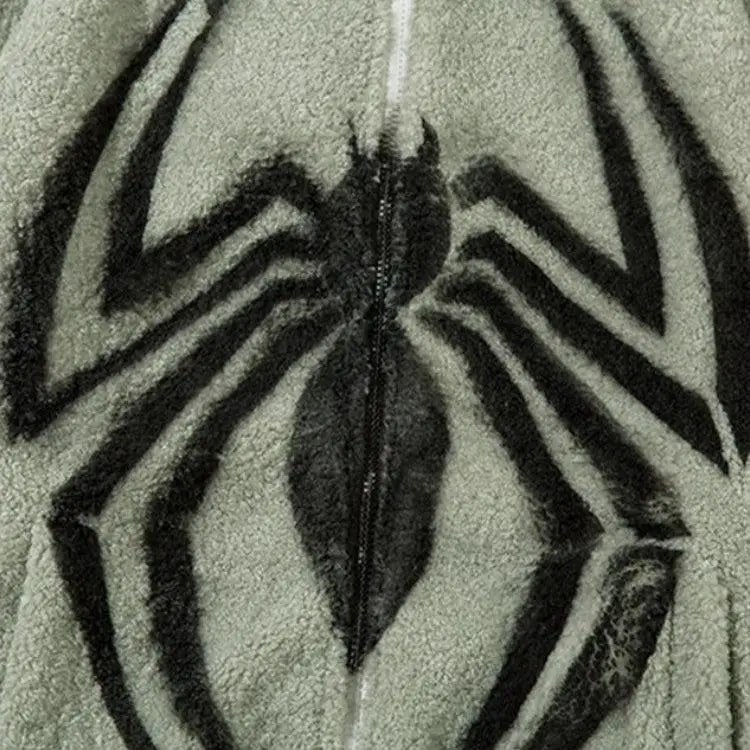 Spider full zip-up teddy hoodie jacket