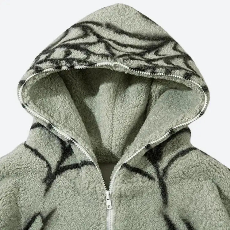 Spider full zip-up teddy hoodie jacket