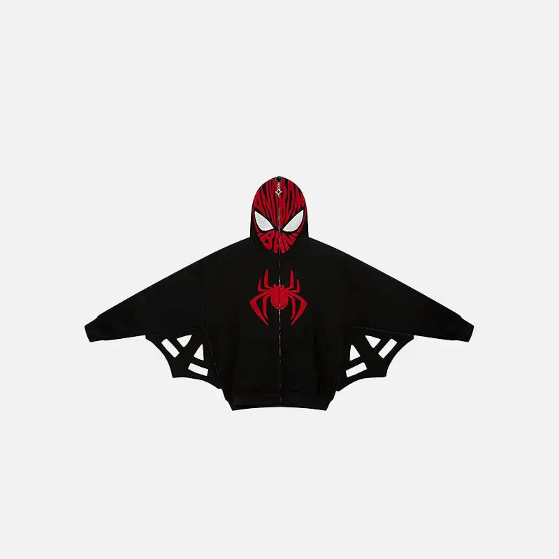 Spider web full zip-up jacket y2k - black / m