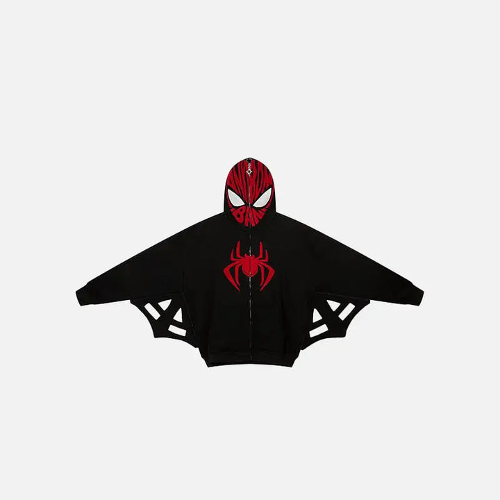 Spider web full zip-up jacket y2k - black / m