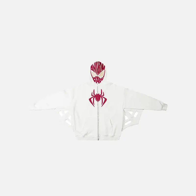 Spider web full zip-up jacket y2k - white / m