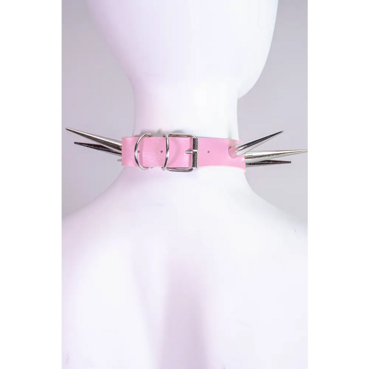 Spiky princess choker necklace with adjustable straps - pink