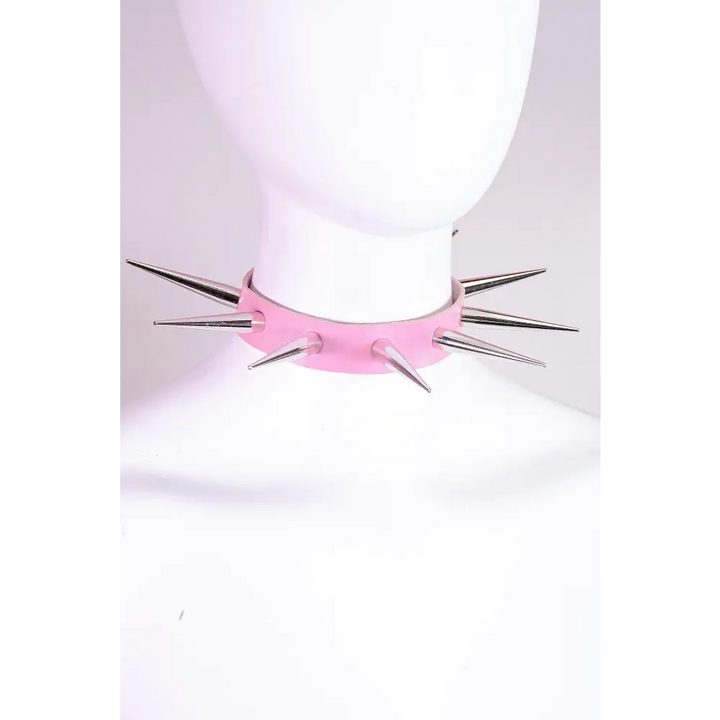 Spiky princess choker necklace with adjustable straps - pink