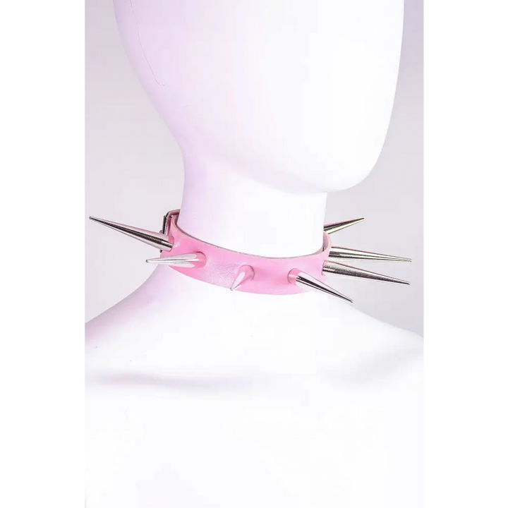 Spiky princess choker necklace with adjustable straps - pink