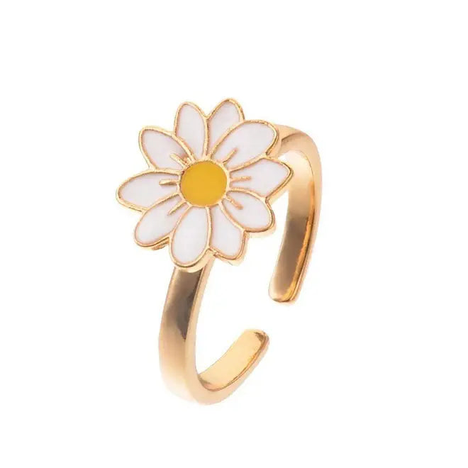 Y2k flower anxiety fidget rings for stress relief and style - adjustable - ring