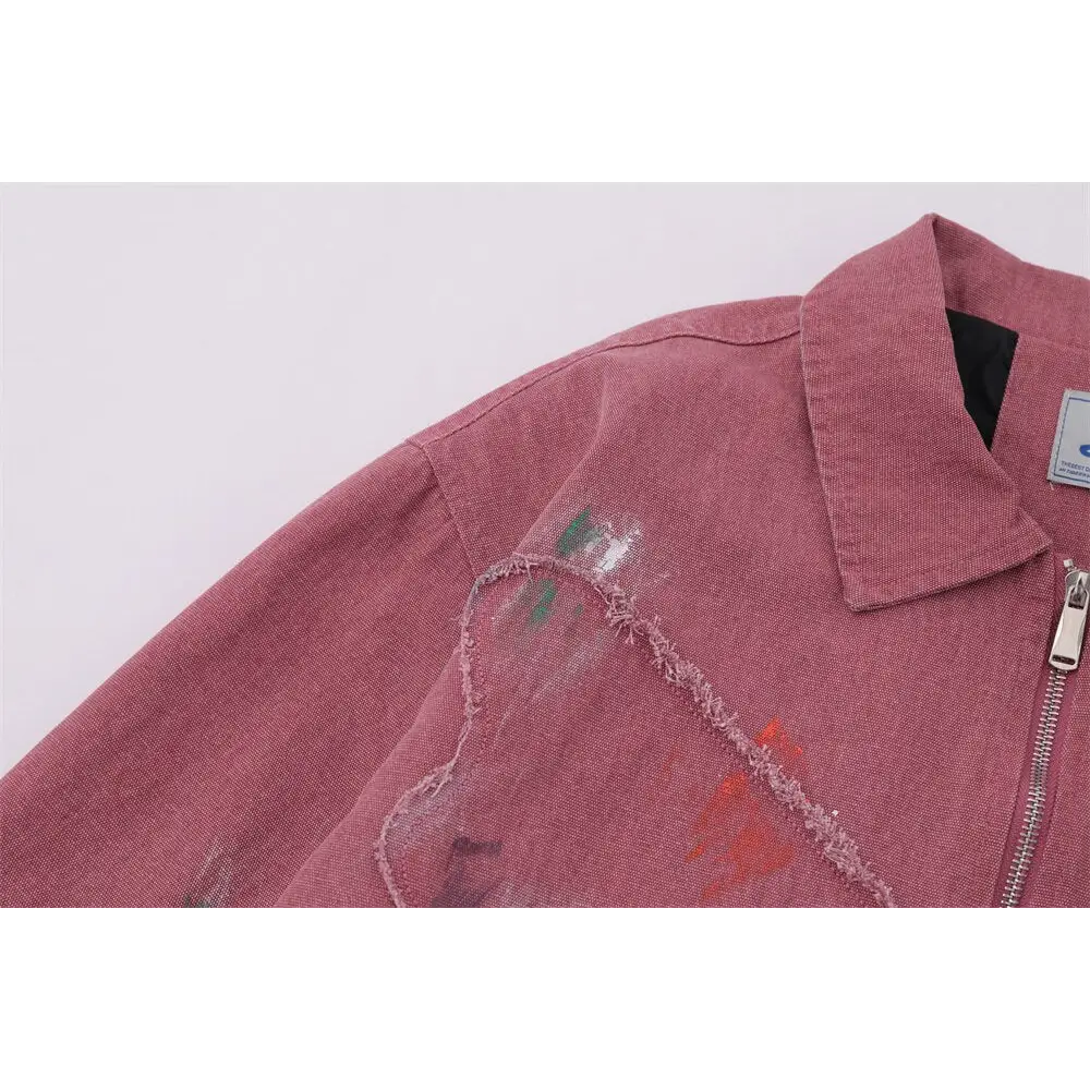 Splash ink embroidered butterfly jean jacket y2k - jackets