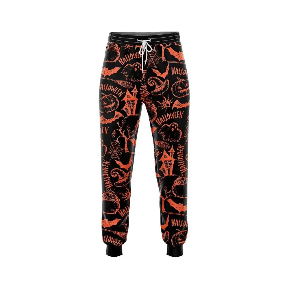 Spook fest pattern joggers - small / orange